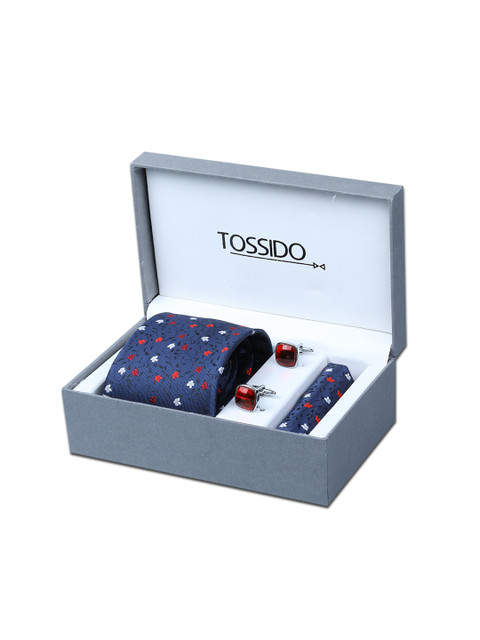 

Tossido Men Navy Blue & Red Accessory Gift Set