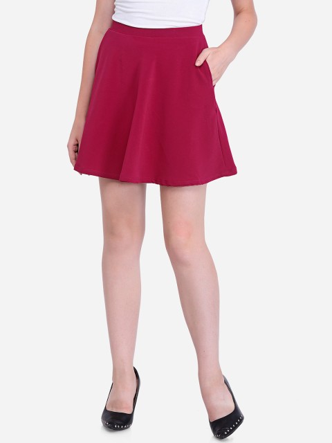 

Smarty Pants Women Burgundy Solid Flared Mini Skirt