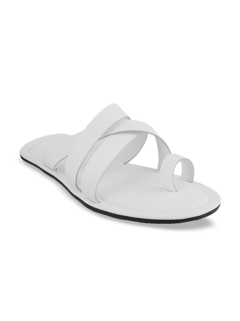 

Mochi Men White Solid Leather Sandals