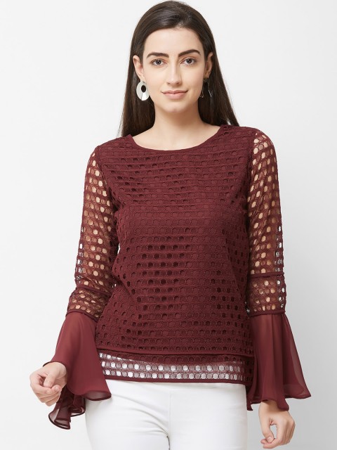 

Soie Women Maroon Self Design Top
