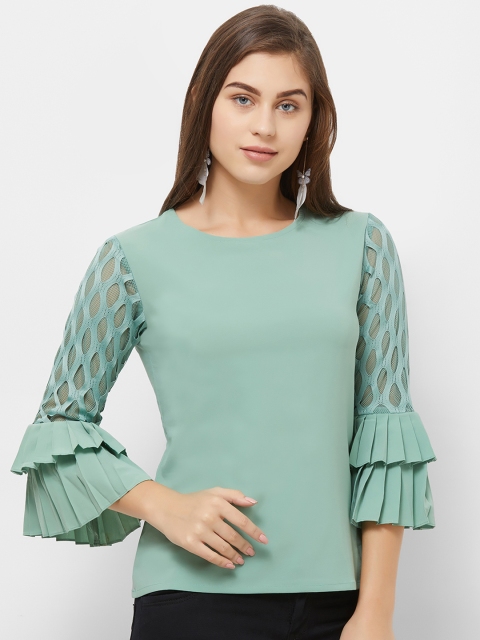 

Soie Women Sea Green Self Design Top