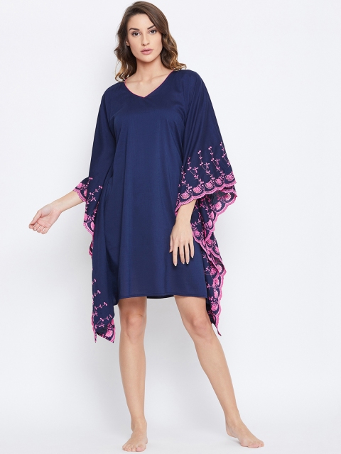 

The Kaftan Company Navy Blue Printed Nightdress