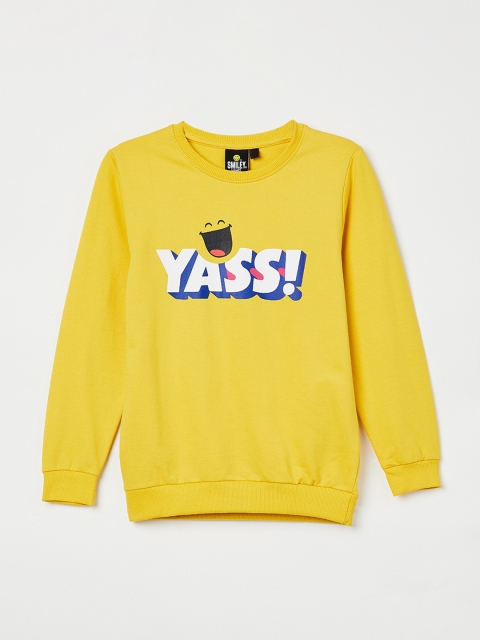

Smiley World Boys Yellow & White Printed Sweatshirt