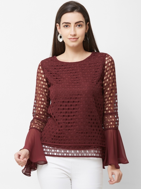 

Soie Women Maroon Self Design Top