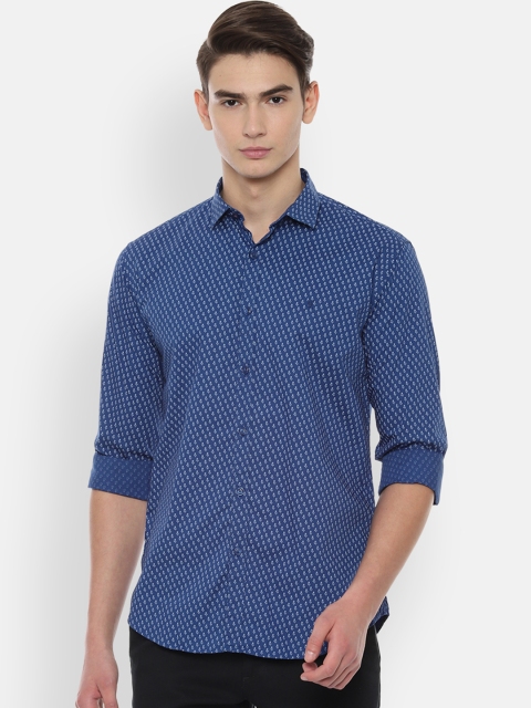 

V Dot Men Blue Slim Fit Printed Casual Shirt