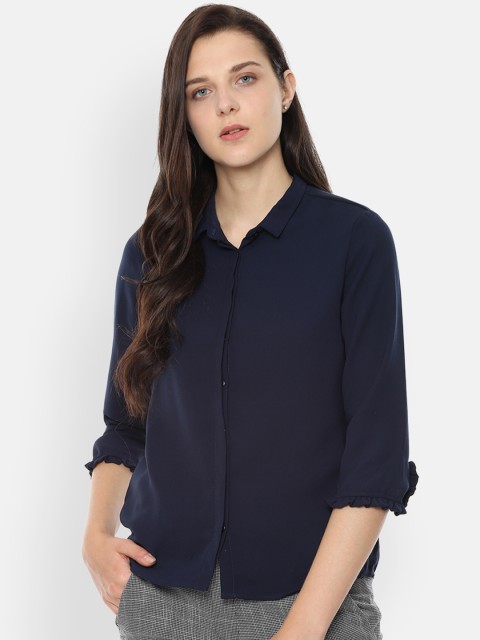 

Van Heusen Woman Navy Blue Regular Fit Solid Casual Shirt