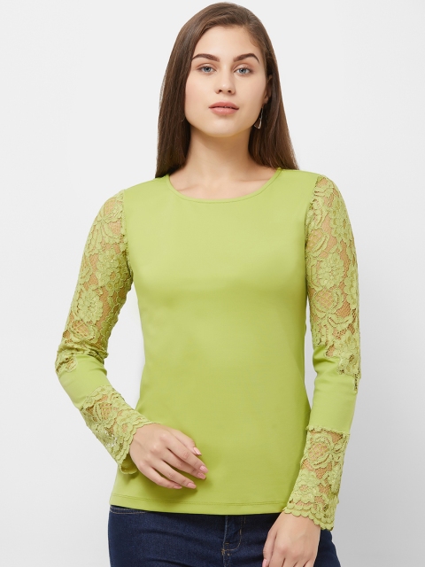 

Soie Women Green Solid Knitted Top