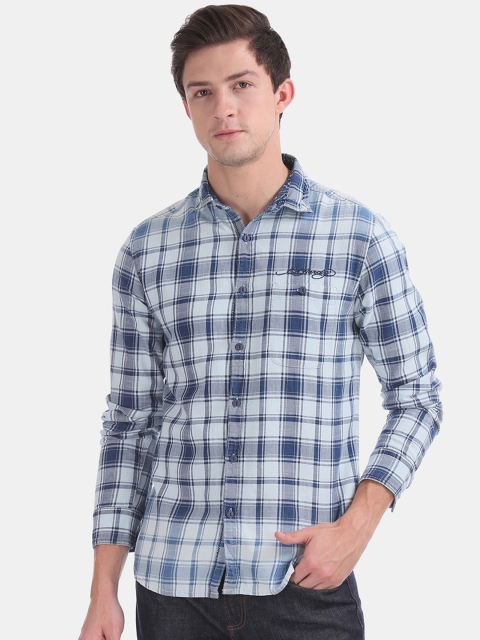 

Ed Hardy Men Blue Slim Fit Checked Casual Shirt