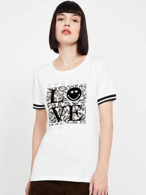 

Smiley World Women Off-White Printed Top