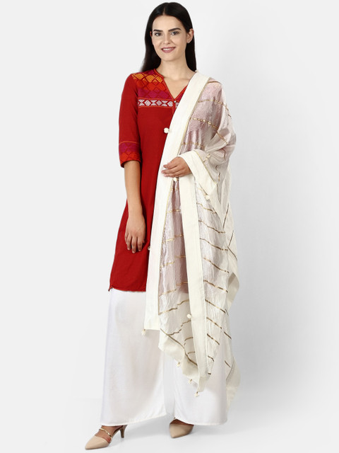 

amraoo White Printed Dupatta