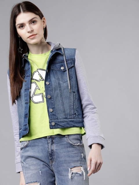 Women Blue Solid Jacket
