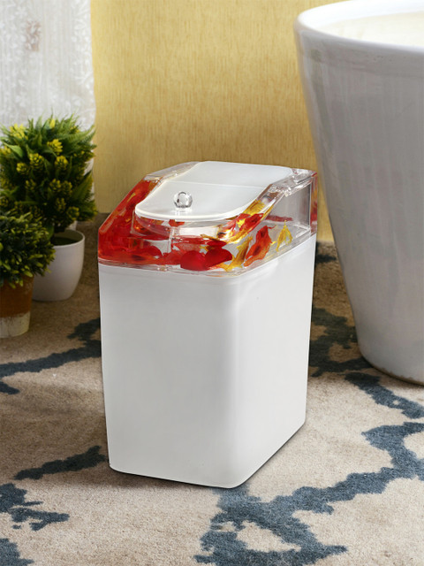 

OBSESSIONS White & Red Printed Table-Top Waste Bin