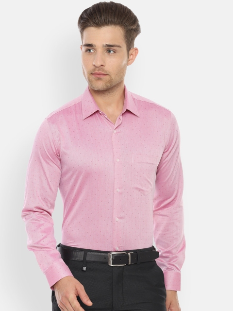 

Van Heusen Men Pink Slim Fit Self Design Formal Shirt