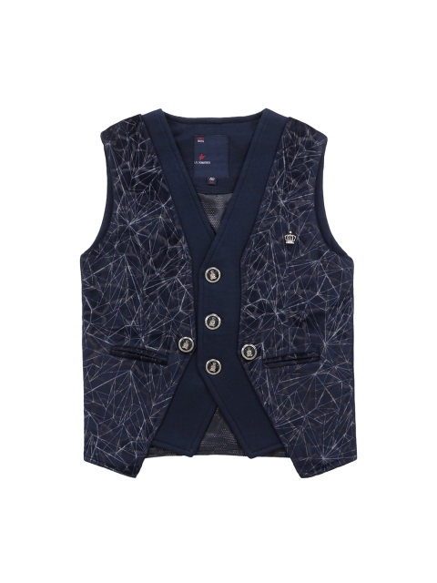 

Lil Tomatoes Boys Navy Blue Printed Velvet Waistcoat