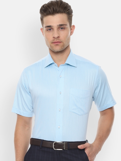 

Van Heusen Men Blue & White Regular Fit Self Design Formal Shirt