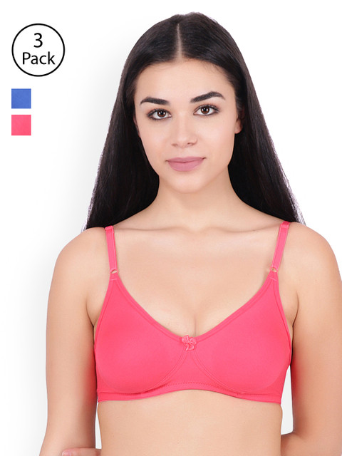 

Floret Pink & Blue Solid Non-Wired Non Padded T-shirt Bra