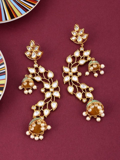 

Tistabene Green & Gold-Plated Enamelled Dome Shaped Jhumkas