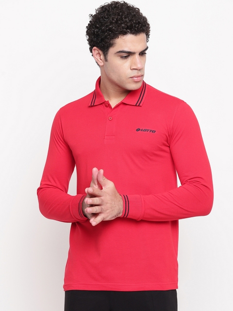 

Lotto Men Coral Solid Polo Collar T-shirt