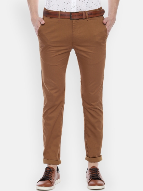 

V Dot Men Khaki Brown Slim Fit Solid Chinos