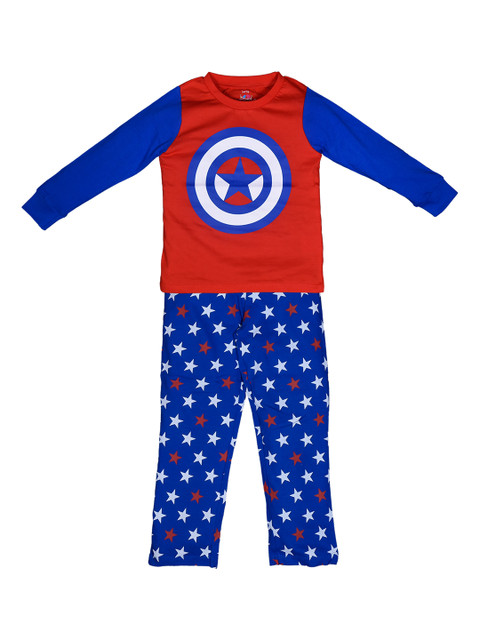 

ventra Boys Red & Blue Printed Night suit