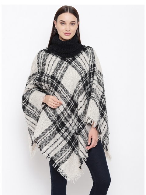 

HK colours of fashion Women Black And Off-White Checked Sweater
