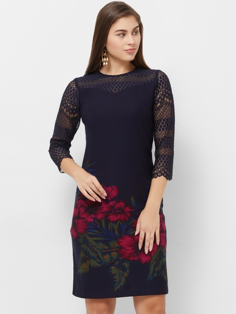 

Soie Women Blue Printed Sheath Dress
