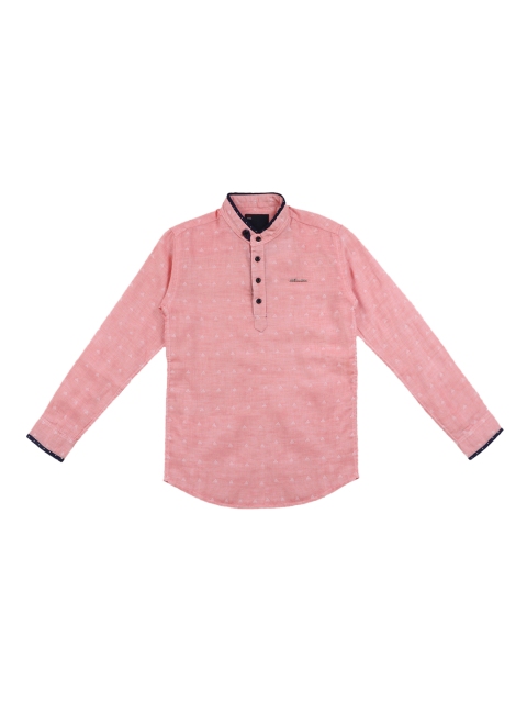 

Lil Tomatoes Boys Peach-Coloured Regular Fit Self Design Casual Shirt