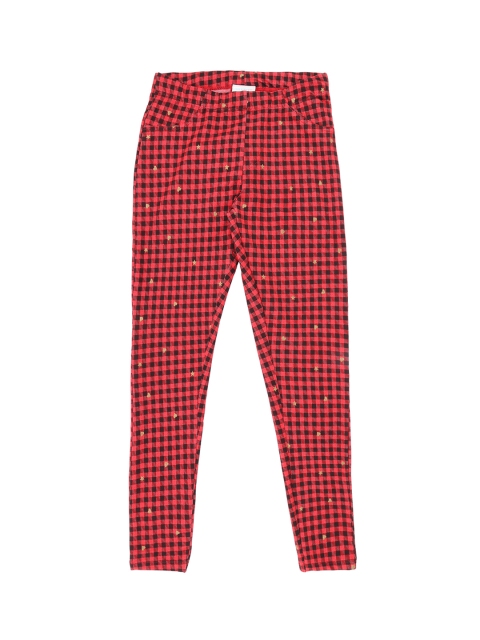 

Pantaloons Junior Girls Black & Red Checked Ankle-Length Leggings