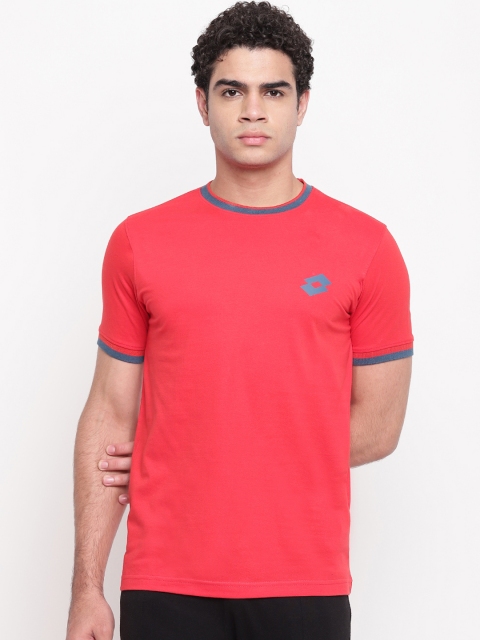 

Lotto Men Red Solid Round Neck T-shirt