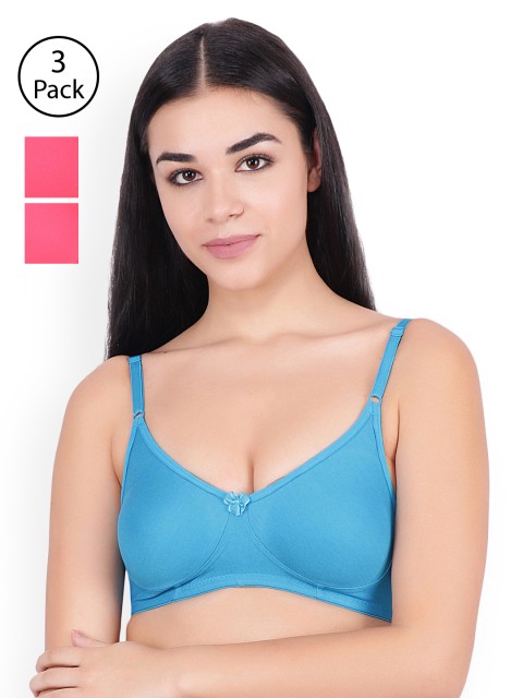 

Floret Coral & Blue Solid Non-Wired Non Padded T-shirt Bra