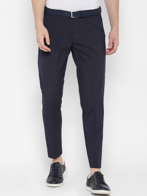 

Allen Solly Men Navy Blue Slim Fit Checked Regular Trousers