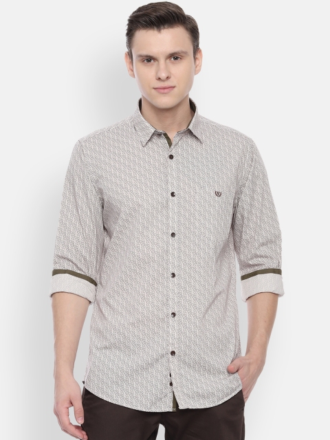 Van Heusen Sport Men White Slim Fit Printed Casual Shirt