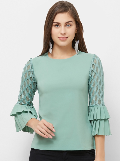 

Soie Women Sea Green Self Design Top