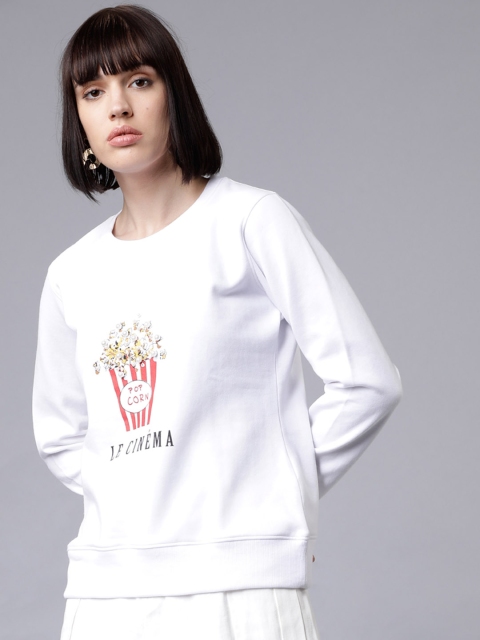 

Tokyo Talkies Women White & Red Printed Sweatshirt