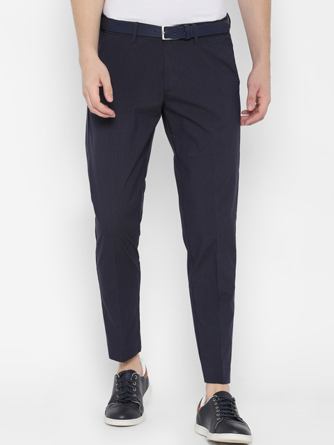 

Allen Solly Men Navy Blue Slim Fit Checked Regular Trousers