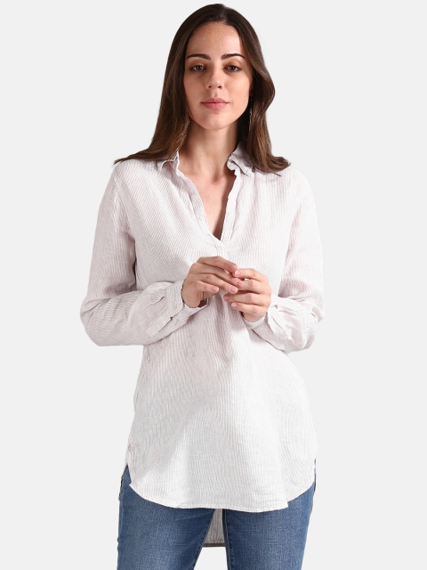 

GAP Women White Boyfriend Stripe Popover Tunic in Linen