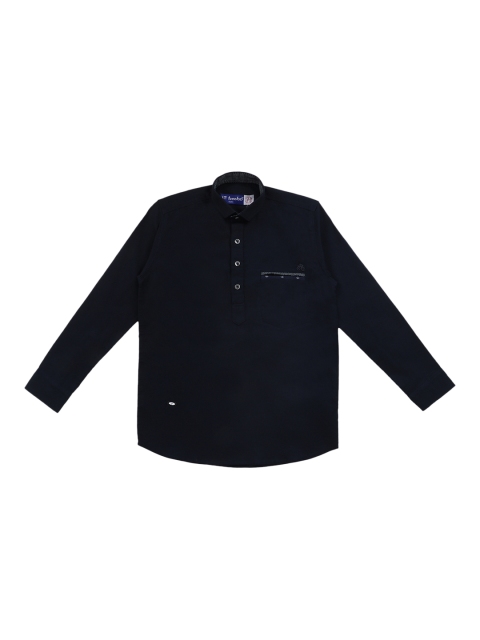 

Lil Tomatoes Boys Navy Blue Regular Fit Self Design Casual Shirt