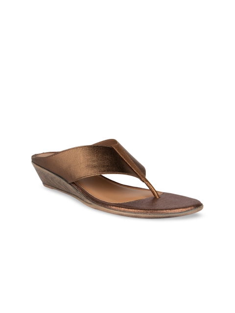 

SOLES Women Bronze-Toned Solid Wedges