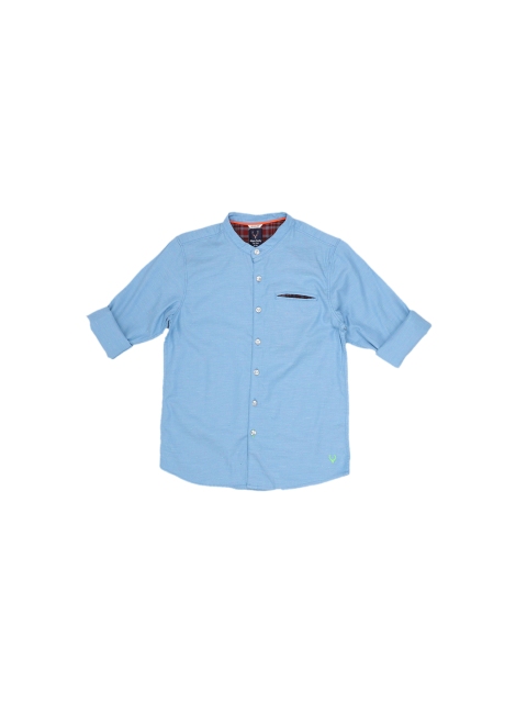 Allen Solly Junior Boys Blue Regular Fit Solid Casual Shirt
