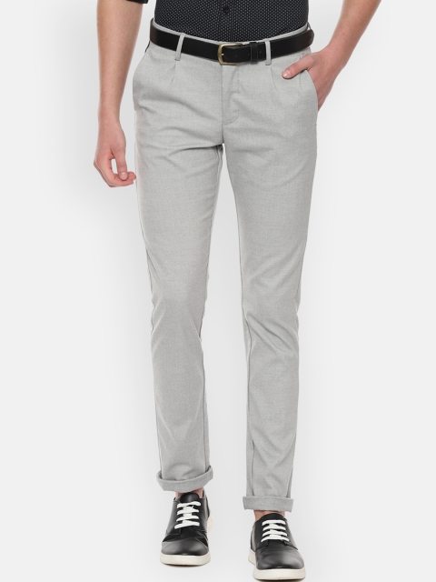 

Allen Solly Men Grey Slim Fit Self Design Regular Trousers