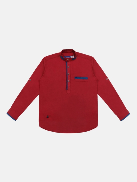 

Lil Tomatoes Boys Maroon Solid Straight Kurta