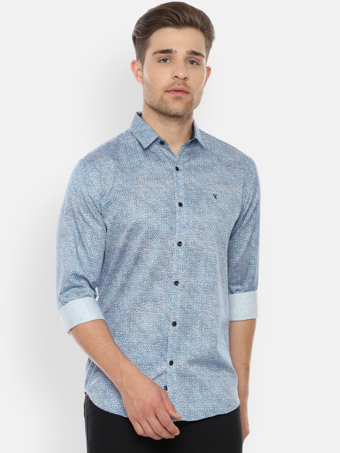 

V Dot Men Blue & White Slim Fit Printed Casual Shirt