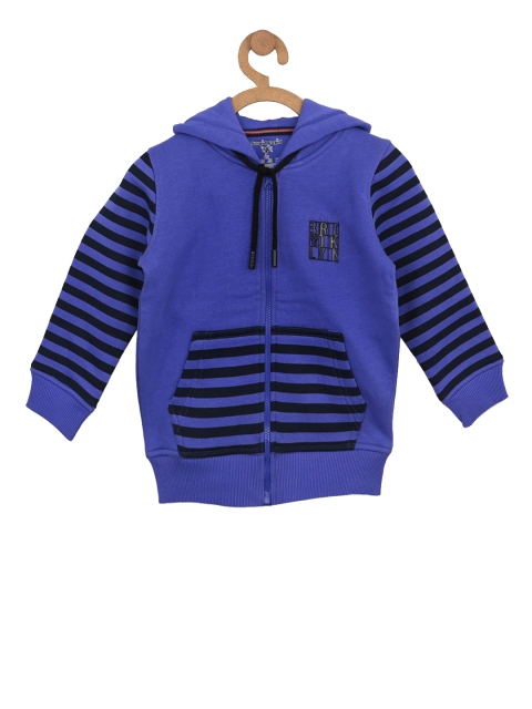 

Stupid Cupid Boys Blue & Black Striped Hooded Sweatshirt