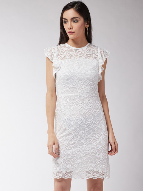 

MAGRE Women White Self Design Sheath Dress
