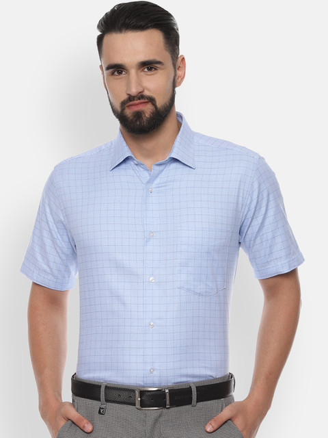 

Van Heusen Men Blue Regular Fit Checked Formal Shirt