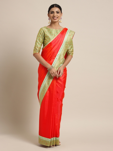 

Mitera Red Embellished Poly Silk Saree