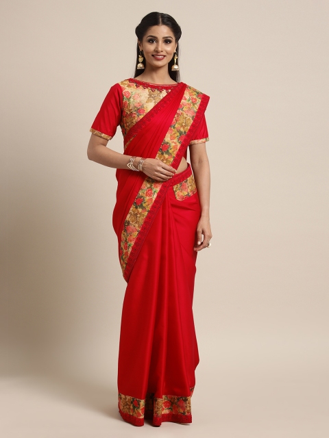 

Mitera Red Embellished Poly Silk Saree