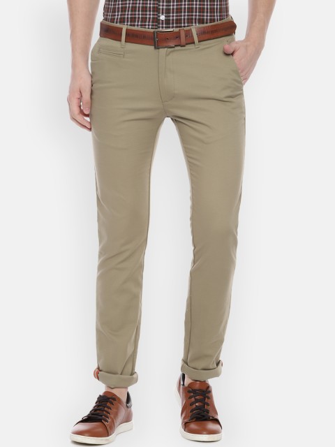 

V Dot Men Khaki Brown Slim Fit Solid Chinos