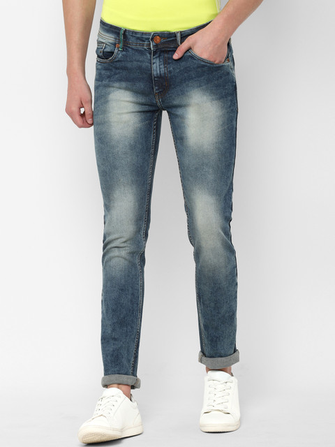 

People Men Blue Regular Fit Mid-Rise Clean Look Stretchable Jeans