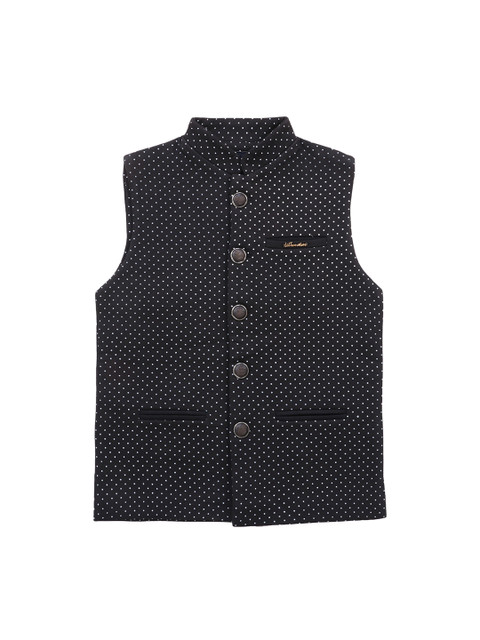 

Lil Tomatoes Boys Black Printed Woven Nehru Jacket